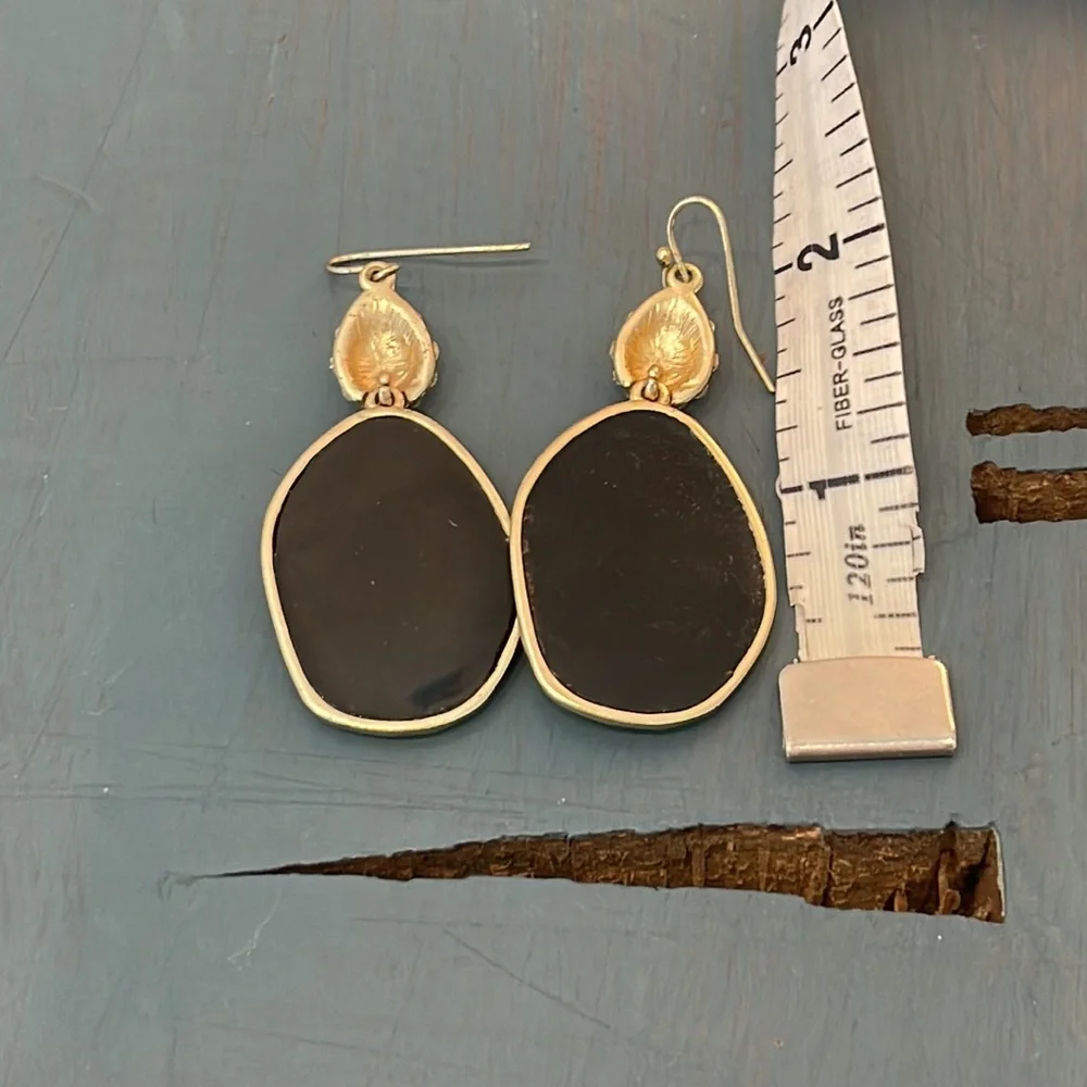 Black Rhinestone Earrings Evening Dangling lightweight - Picture 4 of 5
